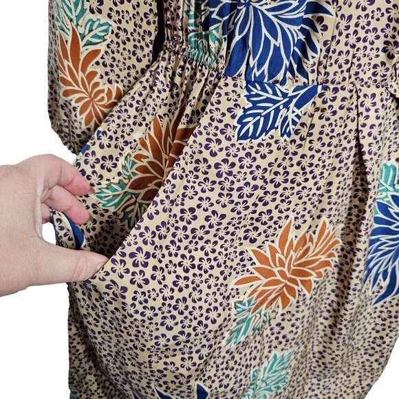 Anthropologie Corey Lynn Calter Silk Floral Dress Pockets 3/4 Sleeve Women's 0 - Picture 4 of 12